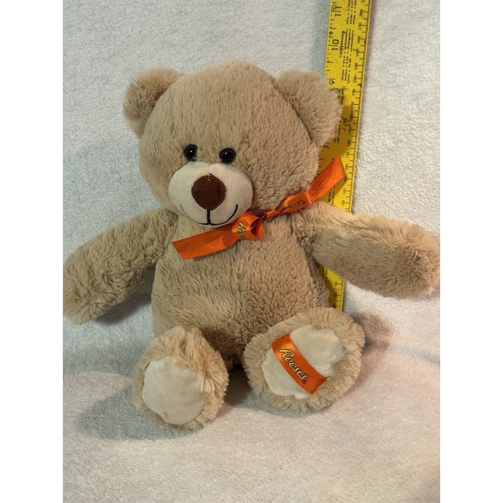 Reese's Plush Tan Teddy Bear 12" Reese's Bow Cuddly Stuffed Animal Galerie